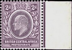 british central africa:1907. эдуард vii. номиналы 2d и 4d с многократным водяным знаком (multiple ca)